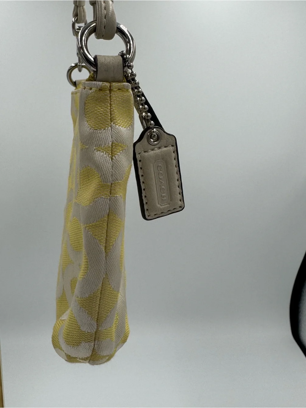 Coach XL Op Art Yellow and Chalk White / Cream Mini Shoulder Bag or Wristlet - Picture 4 of 9